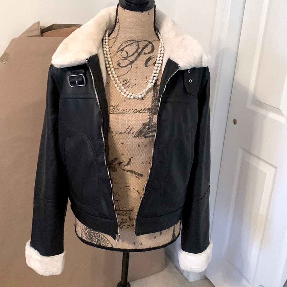 Women’s Black Faux Bomber Jacket